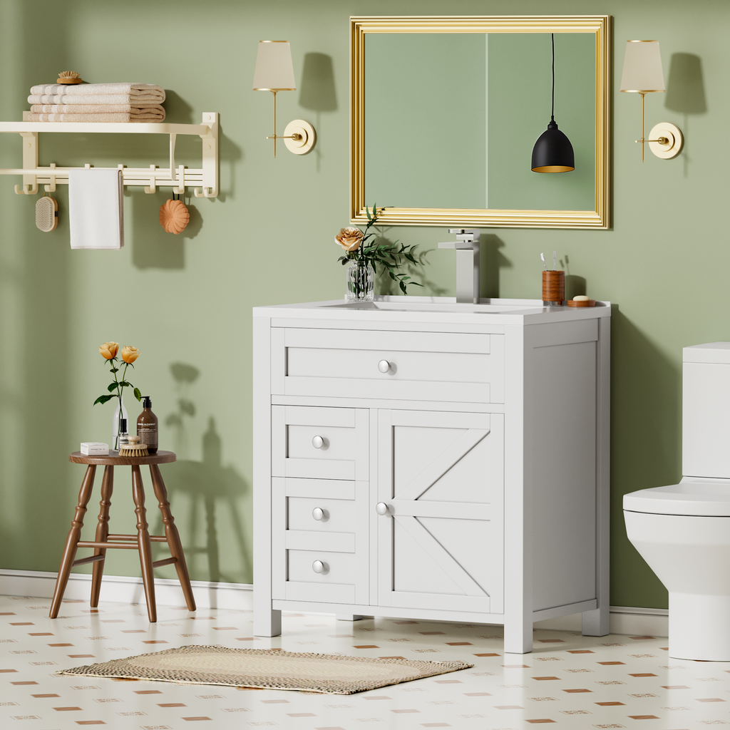 Devoko 30'' Bathroom Vanity with Resin Sink, Wood Bathroom Vanity Basi