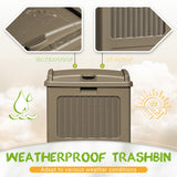 Vineego All-Weather use Trashbin with Lid, Patio Resin Hideaway Trash Can with Waterproof for Backyard