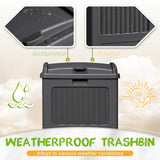 Vineego All-Weather use Trashbin with Lid, Patio Resin Hideaway Trash Can with Waterproof for Backyard