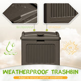 Vineego All-Weather use Trashbin with Lid, Patio Resin Hideaway Trash Can with Waterproof for Backyard