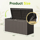Devoko 99 Gallon Deck Box, Outdoor Storage Container with Lockable Lid, Waterproof Resin Storage Bin for Patio Cushions, Garden Tools & Pool Supplies