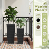 Devoko Tall Planters for Outdoor Plants Set of 2, Woven-Textured Outdoor Plant Pots for Patio, Front Porch