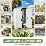 Devoko Resin Outdoor Storage Shed, With Stable Floor and Lockable Door, All-Weather Storage Shed, White