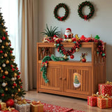 Devoko Sideboard Cabinet Weatherproof Acacia Wood Cabinet with Double Door Used for indoor Outdoor Storage, Kitchen, Buffet Cabinet,Brown