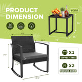 Devoko 3 Pieces Outdoor Plastic Bistro Set Patio Conversation Set with Cushion and Table, Black