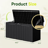 Devoko 99 Gallon Deck Box, Outdoor Storage Container with Lockable Lid, Waterproof Resin Storage Bin for Patio Cushions, Garden Tools & Pool Supplies