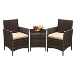 Vineego Patio Conversation Set Outdoor Furniture Set PE Rattan Set of 3