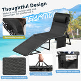 Devoko Foldable Lounge Chaise 12 inch High 5-Position Adjustable Patio Lounge Chair Beach Pool Chaise