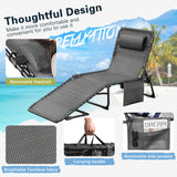 Devoko Foldable Lounge Chaise 12 inch High 5-Position Adjustable Patio Lounge Chair Beach Pool Chaise