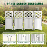 Vineego Fence Privacy Screen,4 Panels Outdoor Screen Enclosure for Patio & Yard, Resin Fence Panels Ideal for Hiding Air Conditioner and Trash Can