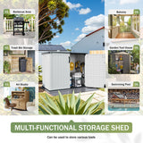 Devoko Resin Outdoor Storage Shed, With Stable Floor and Lockable Door, All-Weather Storage Shed, White