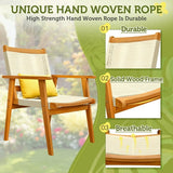 Devoko Outdoor Patio Conversation Sets, 4PCS Hand-Woven Rope Acacia Wood  Furniture Sets for Balcony, Backyard, Garden, Poolside, Beige