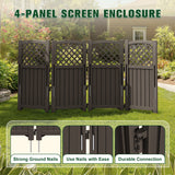 Vineego Fence Privacy Screen,4 Panels Outdoor Screen Enclosure for Patio & Yard, Resin Fence Panels Ideal for Hiding Air Conditioner and Trash Can