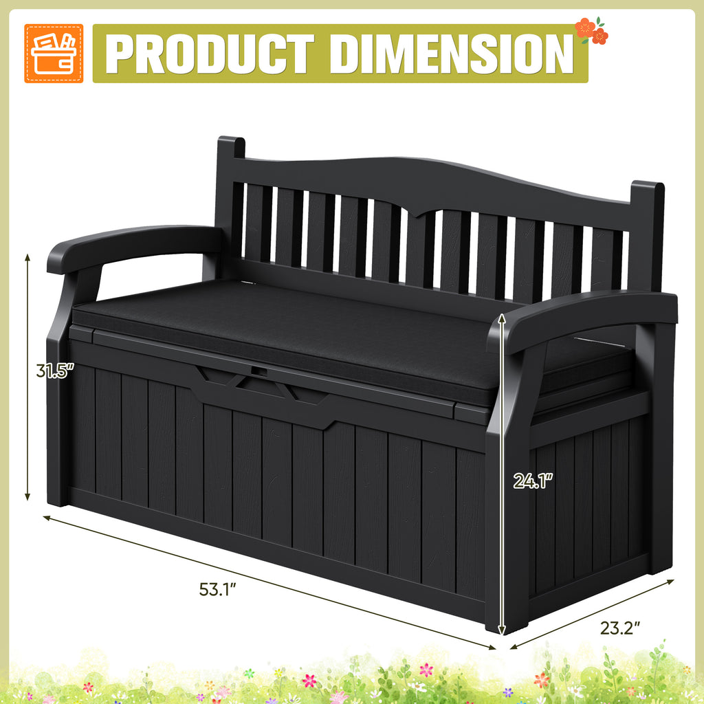 Vineego 82 Gallon Storage Patio Bench and Deck Box Organization Storag ...