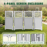 Vineego Fence Privacy Screen,4 Panels Outdoor Screen Enclosure for Patio & Yard, Resin Fence Panels Ideal for Hiding Air Conditioner and Trash Can