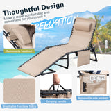 Devoko Foldable Lounge Chaise 12 inch High 5-Position Adjustable Patio Lounge Chair Beach Pool Chaise