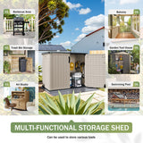 Devoko Resin Outdoor Storage Shed, With Stable Floor and Lockable Door, All-Weather Storage Shed, White