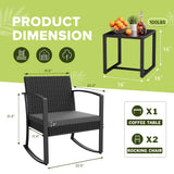 Vineego 3 Pieces Patio Furniture Set, Rocking Chairs with Coffee Table Set, Outdoor Wicker Bistro Set for Garden