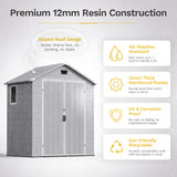 Devoko 6X4 FT Plastic Outdoor Storage Shed with Floor, Light Grey, Resin Tool Sheds with Lockable Door and Window, Weather-Resistant Garden Shed, Easy Assembly for Backyard, Patio, Lawn