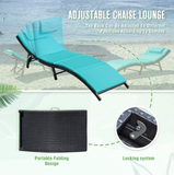 Vineego 3 Pieces Patio Outdoor Chaise Lounge Chair Clearance Outdoor Furniture Set PE Rattan Adjustable Folding Pool Lounge Chair