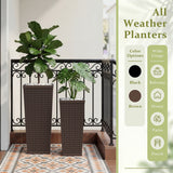 Devoko Tall Planters for Outdoor Plants Set of 2, Woven-Textured Outdoor Plant Pots for Patio, Front Porch