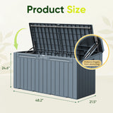 Devoko 99 Gallon Deck Box, Outdoor Storage Container with Lockable Lid, Waterproof Resin Storage Bin for Patio Cushions, Garden Tools & Pool Supplies