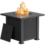 Devoko Patio Home 28 Inch Fire Pit Table Outdoor Auto-Ignition Rectangular for Backyard Garden Camping Courtyard Deck