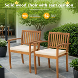 Devoko 5 PCS Acacia Wood Patio Furniture Set Square table and Chairs with Cushions for 4 People,Burlywood