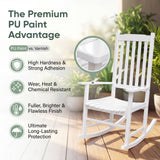 Devoko Outdoor Rocking Chair Set of 2, Solid Acacia Wood Patio Rocking Chairs with High Backrest, Porch Rocker for Patio Garden Balcony