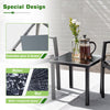 Devoko 3 Pieces Modern Outdoor Conversation Patio Furniture Sets Textilene Bistro, with Glassed Table Steel Frame, Black