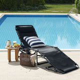 Devoko Foldable Lounge Chaise 12 inch High 5-Position Adjustable Patio Lounge Chair Beach Pool Chaise