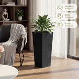 Devoko Tall Planters for Outdoor Plants Set of 2, Woven-Textured Outdoor Plant Pots for Patio, Front Porch