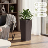 Devoko Tall Planters for Outdoor Plants Set of 2, Woven-Textured Outdoor Plant Pots for Patio, Front Porch