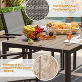 Vineego 7 Pieces Patio Dining Set Outdoor Furniture Set 6 Stackable Textilene Armchairs with Rectangular Table