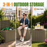 Devoko 31 Gallon Small Deck Box, Lockable Resin Patio Outdoor Storage Box, Weatherproof Outside Storage Bin for Patio Cushions, Garden Tools, Pool Supplies