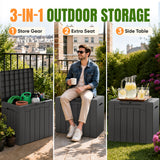 Devoko 31 Gallon Small Deck Box, Lockable Resin Patio Outdoor Storage Box, Weatherproof Outside Storage Bin for Patio Cushions, Garden Tools, Pool Supplies