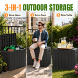 Devoko 31 Gallon Small Deck Box, Lockable Resin Patio Outdoor Storage Box, Weatherproof Outside Storage Bin for Patio Cushions, Garden Tools, Pool Supplies
