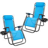 Vineego 2 Pack Patio Zero Gravity Chair Outdoor Lounge Chaise Folding Steel Chair 2 Capacity- Black
