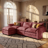 Devoko 119" 3-Seat Modular Sectional Sofa, L-Shaped Cloud Couch with Movable Ottoman for Living Room, Upholstered Sofa