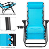 Vineego 2 Pack Patio Zero Gravity Chair Outdoor Lounge Chaise Folding Steel Chair 2 Capacity- Black