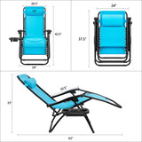 Vineego 2 Pack Patio Zero Gravity Chair Outdoor Lounge Chaise Folding Steel Chair 2 Capacity- Black