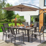 Vineego 7 Pieces Patio Dining Set Outdoor Furniture Set 6 Stackable Textilene Armchairs with Rectangular Table