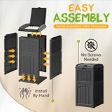 Vineego All-Weather use Trashbin with Lid, Patio Resin Hideaway Trash Can with Waterproof for Backyard