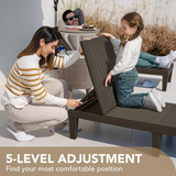 Devoko Outdoor Chaise Lounge Chair Set of 2 for Outside Pool Patio, Adjustable Waterproof Easy Assembly Chaise Lounge Outdoor (Deep Brown, Set of 2)