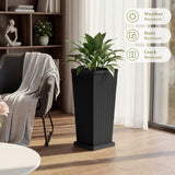 Devoko Tall Planters for Outdoor Plants Set of 2, Woven-Textured Outdoor Plant Pots for Patio, Front Porch