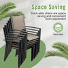 Vineego 6-Piece Patio Dining Set with 6 Stackable Textilene Armchairs in Beige for Outdoor Furniture Ensemble