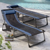 Vineego Outdoor Folding Chaise Lounge Chair, Portable Reclining Adjustable Metal Tanning Chair with Side Storage Bag for Beach Patio Pool