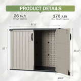 Devoko Resin Outdoor Storage Shed, With Stable Floor and Lockable Door, All-Weather Storage Shed, White