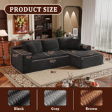 Vineego 110" L Shaped Modular Sectional Sofa 3 Seat Cloud Sectional Couch with Deep Seat Upholstered Boneless Couches for Living Room