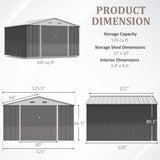 Devoko Patio Metal Storage Shed Outdoor Storage Shed with Lockable Door Tool Storage Shed for Backyard